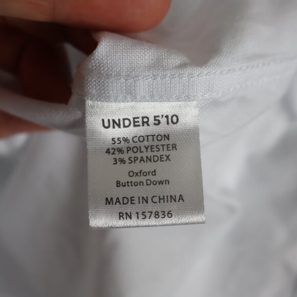 Under 5'10 Shirt Mens Medium White Short Men Classic Oxford Cotton Button Down - Picture 7 of 12